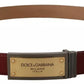 Dolce & Gabbana Brown Leather Gold Engraved Metal Buckle Belt