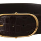 Dolce & Gabbana Brown Crocodile Pattern Leather Gold Oval Buckle Belt