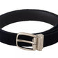 Dolce & Gabbana Blue Plain Velvet Silver Tone Metal Buckle Belt