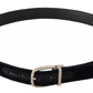 Dolce & Gabbana Blue Plain Velvet Silver Tone Metal Buckle Belt