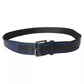 Dolce & Gabbana Blue Leather Logo Print Metal Buckle Men Belt