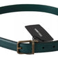 Dolce & Gabbana Green Gold Buckle Waist Leather Belt