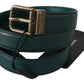 Dolce & Gabbana Green Gold Buckle Waist Leather Belt