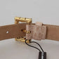 Dolce & Gabbana Beige Leather Crystal Buckle Women Belt