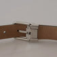 Dolce & Gabbana Silver Leather Metal Buckle Belt