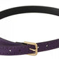 Dolce & Gabbana Purple Leather Gold Logo Engraved Metal Buckle Belt