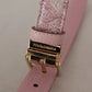 Dolce & Gabbana Pink Jaquard Embroidered Gold Tone Metal Buckle Belt