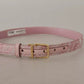 Dolce & Gabbana Pink Jaquard Embroidered Gold Tone Metal Buckle Belt