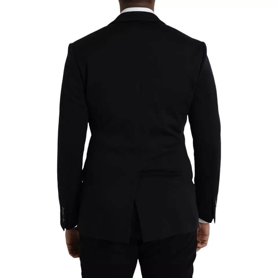 Dolce & Gabbana Blue Wool Notch Single Breasted Coat Blazer