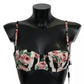 Dolce & Gabbana Multicolor Striped Rose Print Swimwear Bikini Top