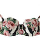 Dolce & Gabbana Multicolor Striped Rose Print Swimwear Bikini Top