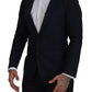 Dolce & Gabbana Blue Wool Single Breasted Coat Men Blazer