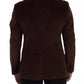 Dolce & Gabbana Brown Corduroy Slim Fit Coat DG Logo Blazer