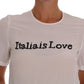 Dolce & Gabbana Silk Sequined 'Italia Is Love' White Blouse