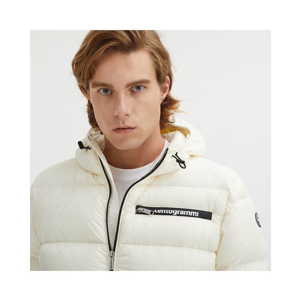 Centogrammi Elegant White Hooded Down Jacket