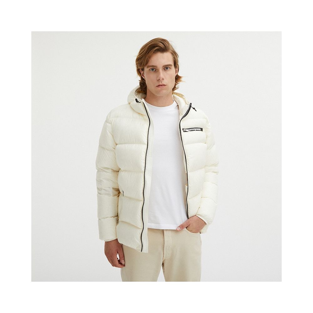 Centogrammi Elegant White Hooded Down Jacket