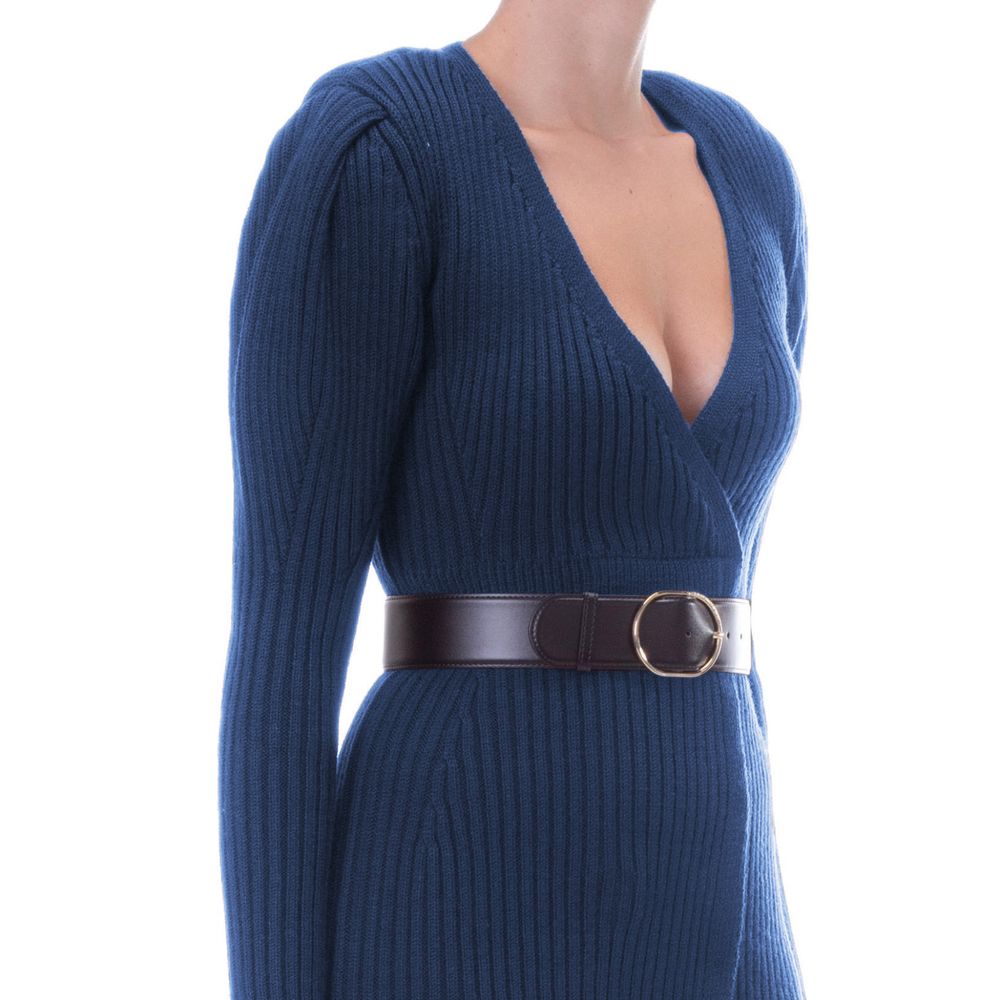 Elisabetta Franchi Elegant Long-Sleeved Knit Dress with Belt