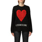 Love Moschino Embossed Heart Ruffle Wool Blend Sweater