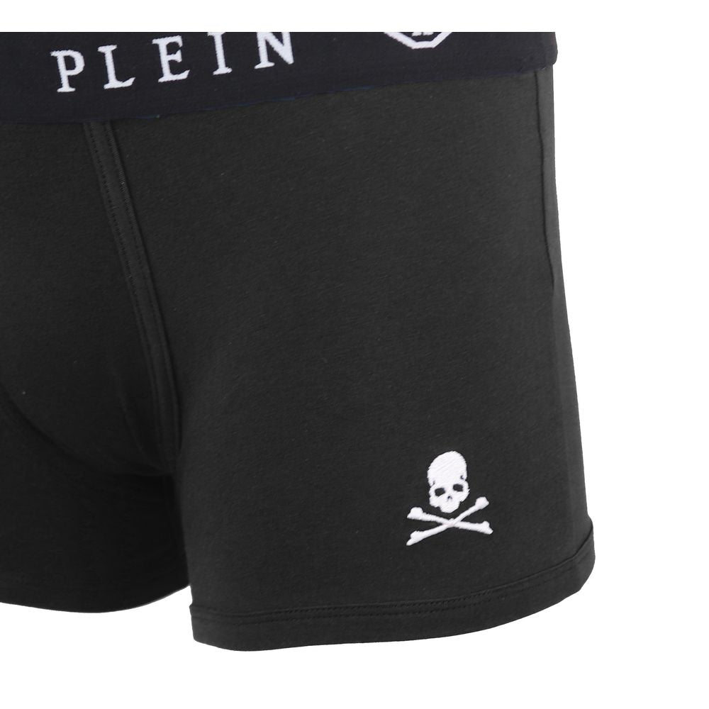 Philipp Plein Sleek Black Cotton Boxer Duo