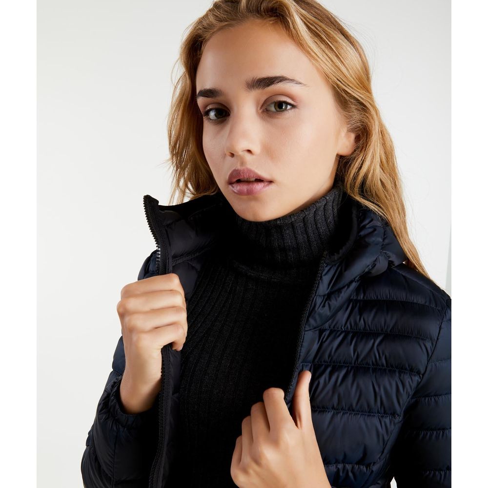 Refrigiwear Elegant Satin-Feel Down Jacket in Dark Blue