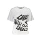 Cavalli Class Chic White Printed Tee with Classic Elegance