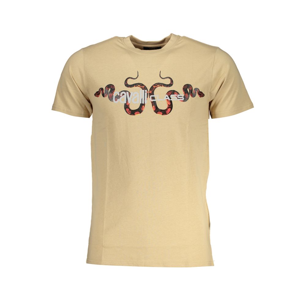 Cavalli Class Beige Cotton T-Shirt