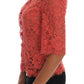 Dolce & Gabbana Elegant Orange Floral Lace Crystal Cardigan Blouse