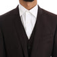 Dolce & Gabbana Elegant Brown Striped Three-Piece Wool Suit