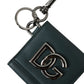 Dolce & Gabbana Green Calfskin Leather DG Logo Keyring Coin Purse Wallet