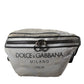 Dolce & Gabbana Silver Black Nylon Leather Logo Waist Fanny Pack Bag