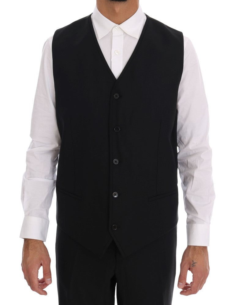 Dolce & Gabbana Elegant Black Wool Three-Piece Suit