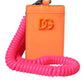 Dolce & Gabbana Orange Pink Leather DG Logo Neck Strap Card Holder Wallet