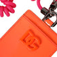 Dolce & Gabbana Orange Pink Leather DG Logo Neck Strap Card Holder Wallet