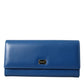 Dolce & Gabbana Blue Dauphine Leather Logo Plaque Continental Wallet