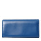 Dolce & Gabbana Blue Dauphine Leather Logo Plaque Continental Wallet