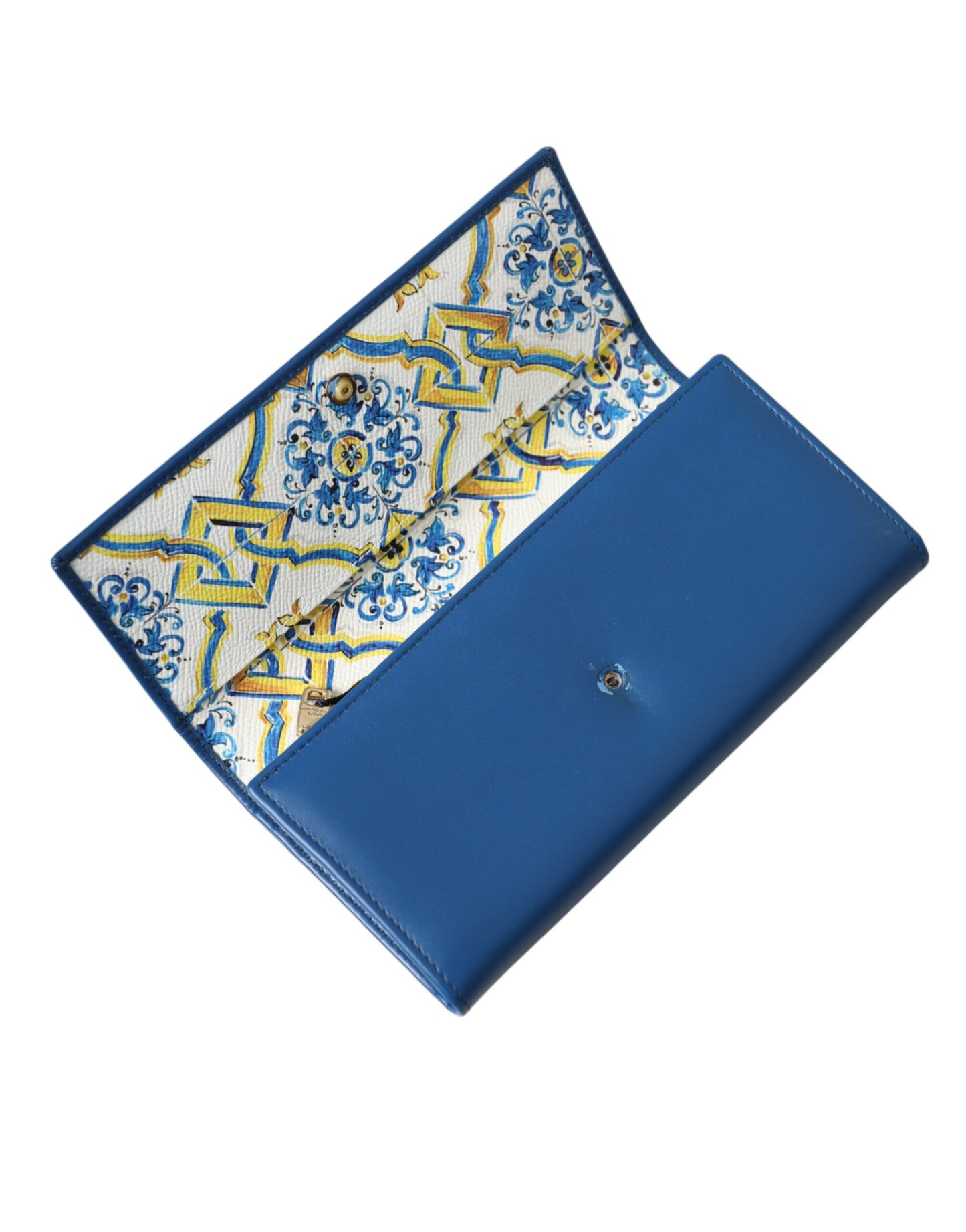 Dolce & Gabbana Blue Dauphine Leather Logo Plaque Continental Wallet