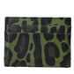 Dolce & Gabbana Green Black Leopard Logo Plaque Card Holder Wallet