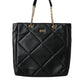 Dolce & Gabbana Black Leather JUNGLE Quilted Shopping Tote Bag