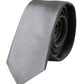 Dolce & Gabbana Silver Solid Satin Silk Adjustable Men Tie