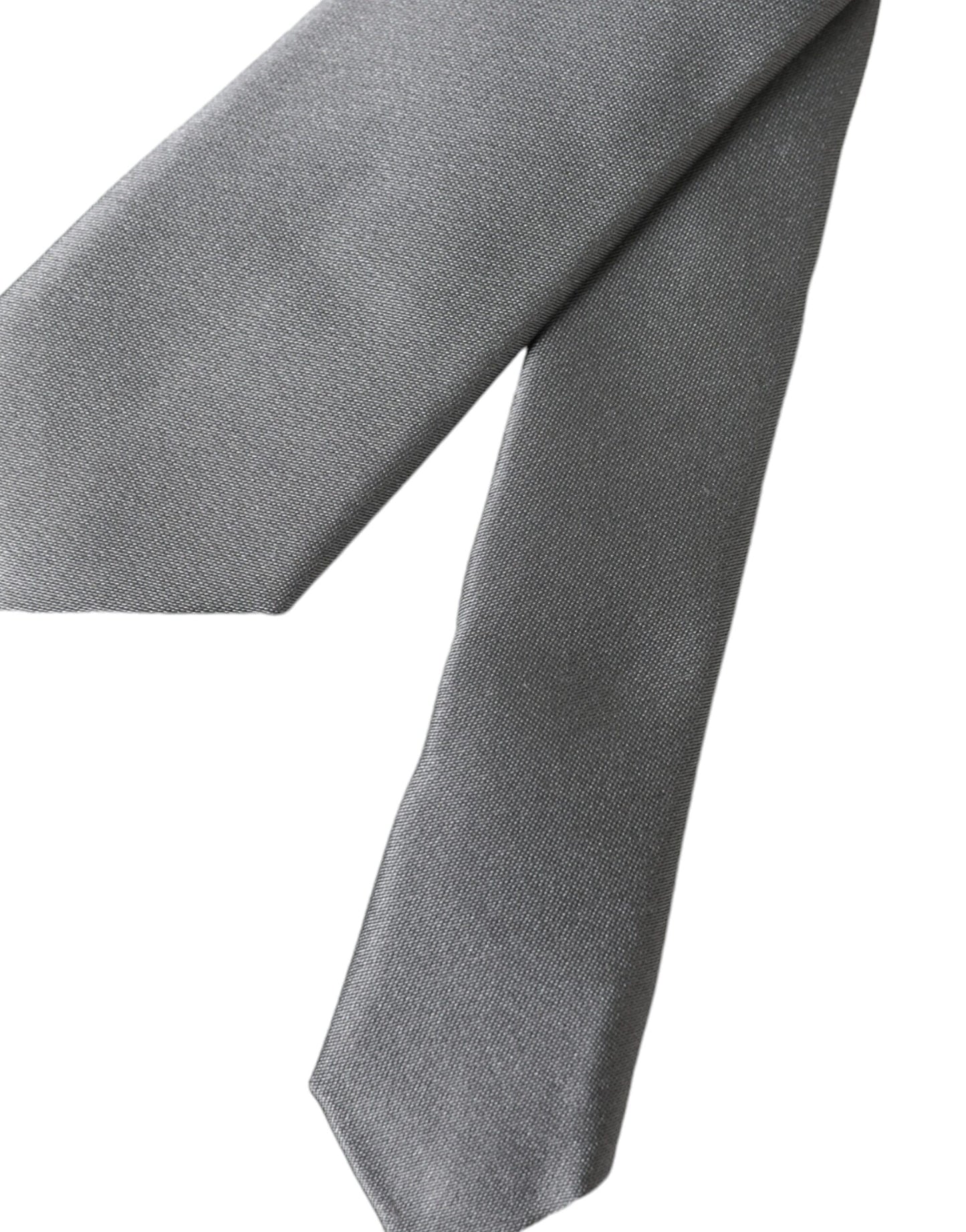 Dolce & Gabbana Silver Solid Satin Silk Adjustable Men Tie