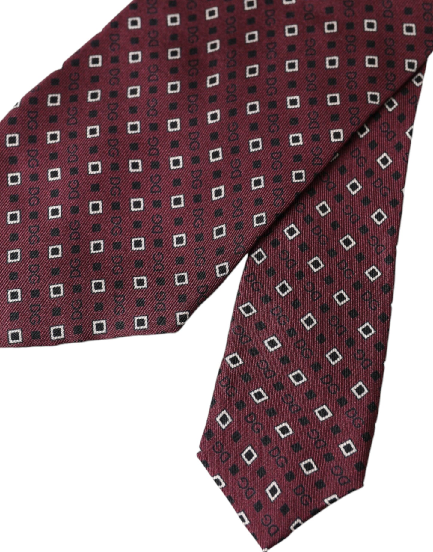 Dolce & Gabbana Maroon Silk Branded Logo Adjustable Men Tie