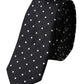 Dolce & Gabbana Black Polka Dot Silk Skinny Adjustable Men Tie