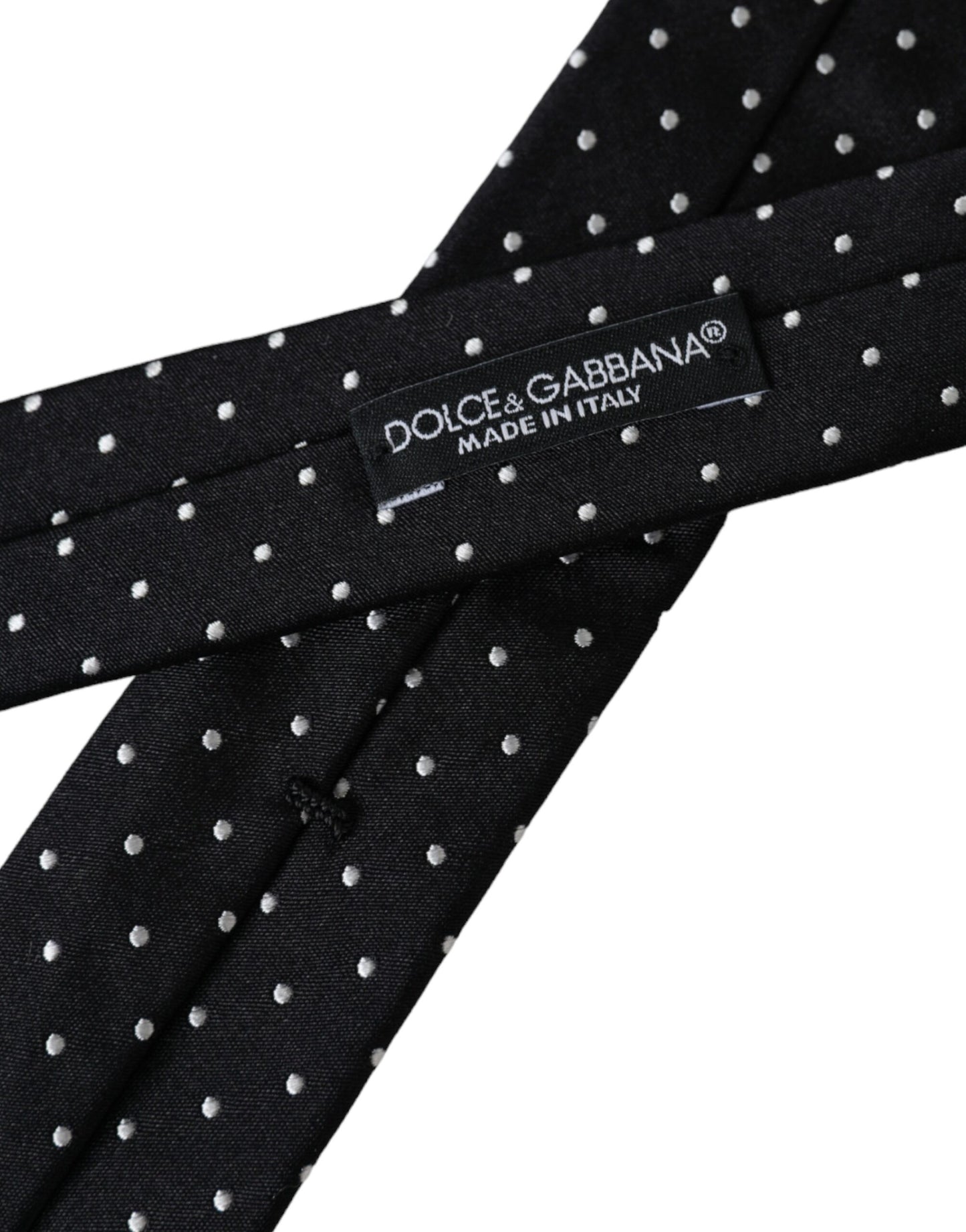 Dolce & Gabbana Black Polka Dot Silk Skinny Adjustable Men Tie