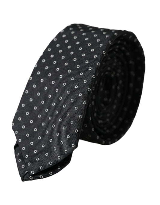 Dolce & Gabbana Black Circle Fantasy Adjustable Necktie Men Tie