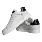 Dolce & Gabbana White Leather Portofino Low Top Sneakers Shoes