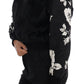 Dolce & Gabbana Floral Brocade Black Fur Sweater