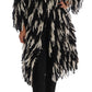 Dolce & Gabbana Black and White Fringed Wool Coat Jacket