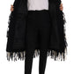 Dolce & Gabbana Black and White Fringed Wool Coat Jacket