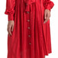 Dolce & Gabbana Elegant Red Silk Midi Dress with Button Detail