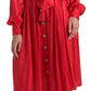 Dolce & Gabbana Elegant Red Silk Midi Dress with Button Detail